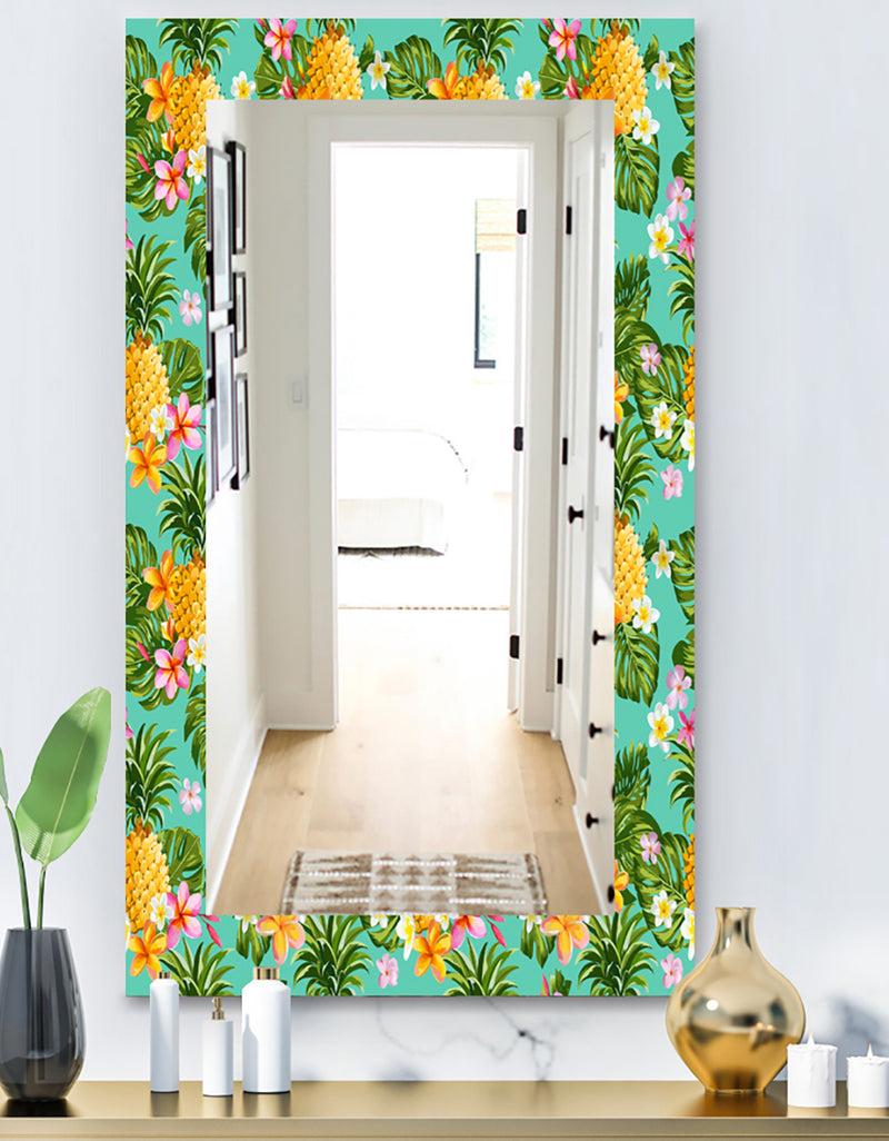DesignQ Tropical Mood Pineapple 5 - Bohemian and Eclectic Mirror - Vanity Mirror
