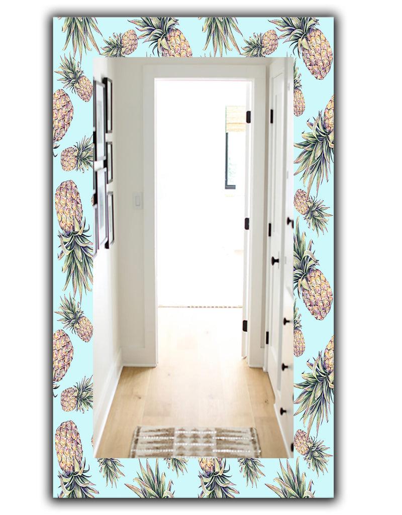 DesignQ Tropical Mood Pineapple 6 - Bohemian And Eclectic Mirror - Vanity Mirror