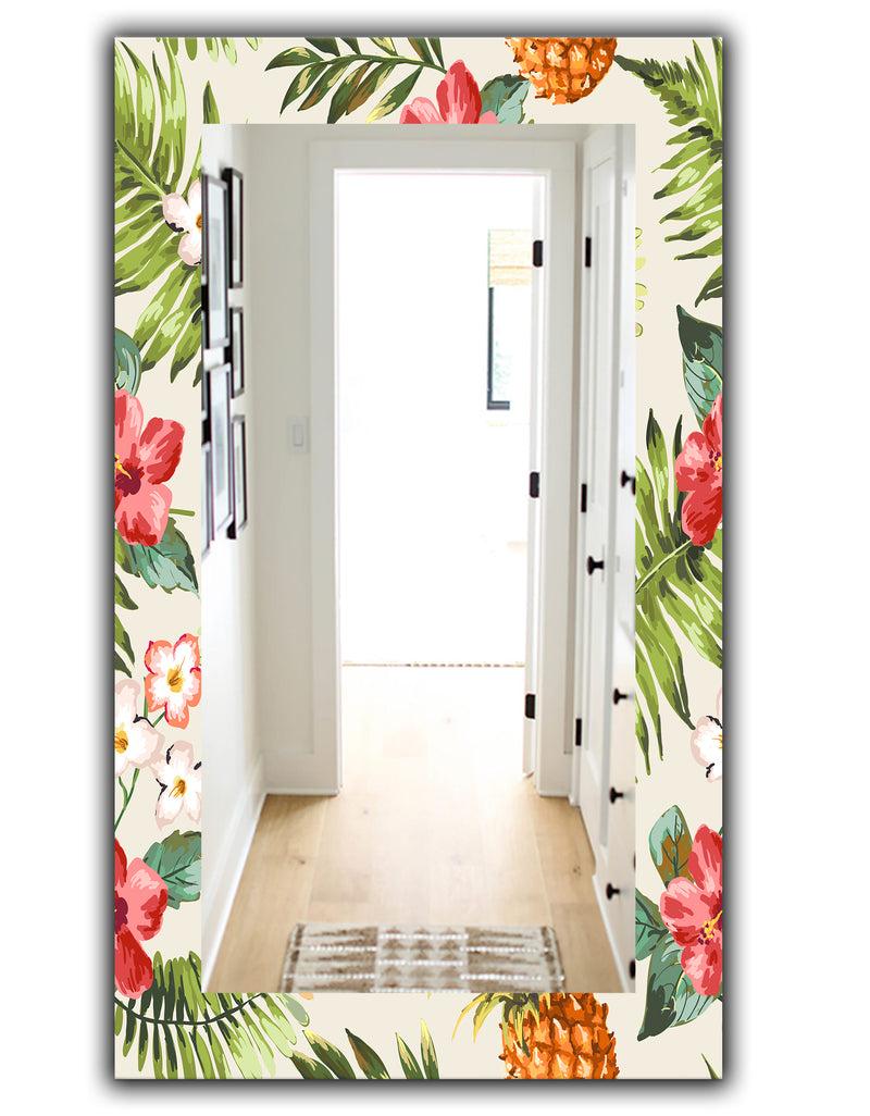 DesignQ Tropical Mood Pineapple 7 - Bohemian And Eclectic Mirror - Frameless Wall Mirror