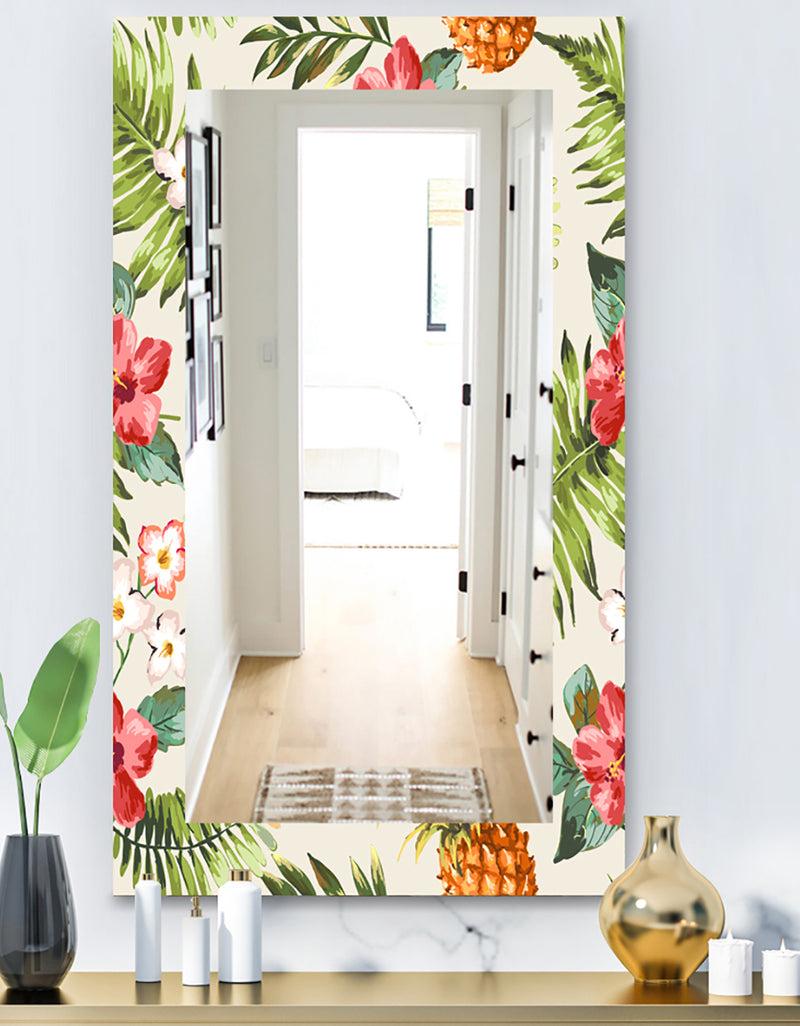 DesignQ Tropical Mood Pineapple 7 - Bohemian and Eclectic Mirror - Frameless Wall Mirror