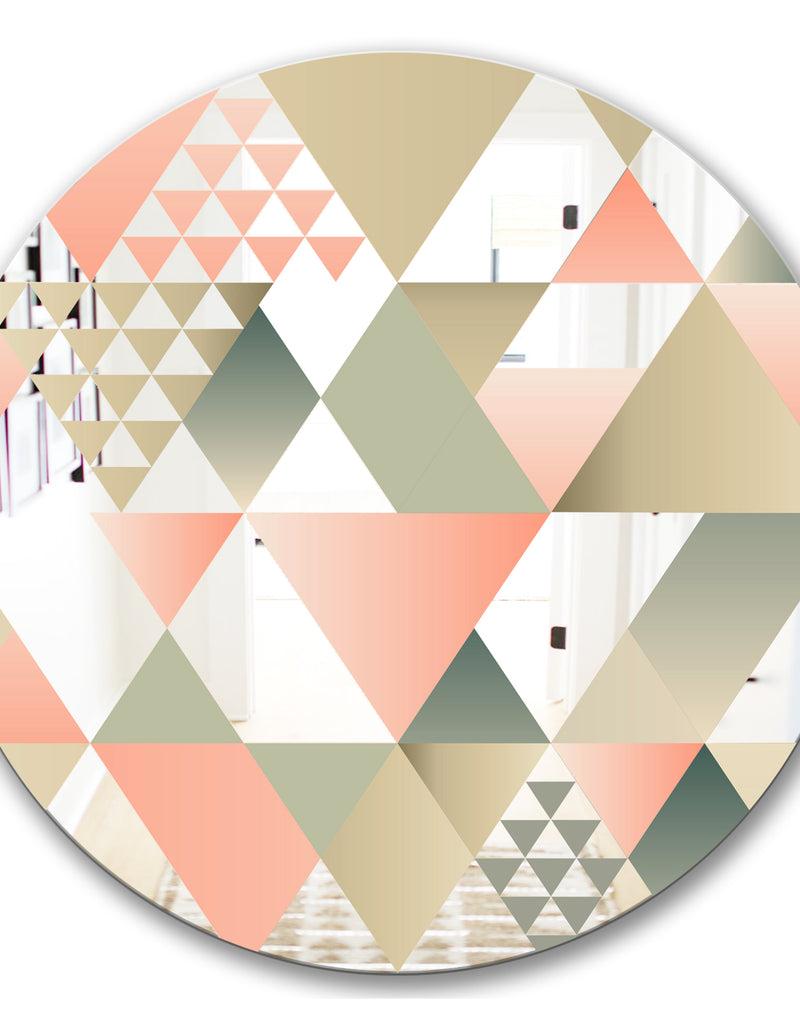 DesignQ Tropical Mood Pink 1 - Mid-Century Mirror - Oval Or Round Wall Mirror