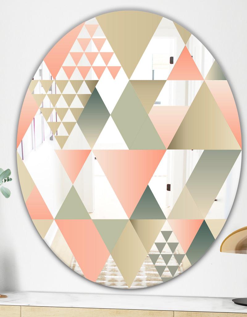 DesignQ Tropical Mood Pink 1 - Mid-Century Mirror - Oval Or Round Wall Mirror