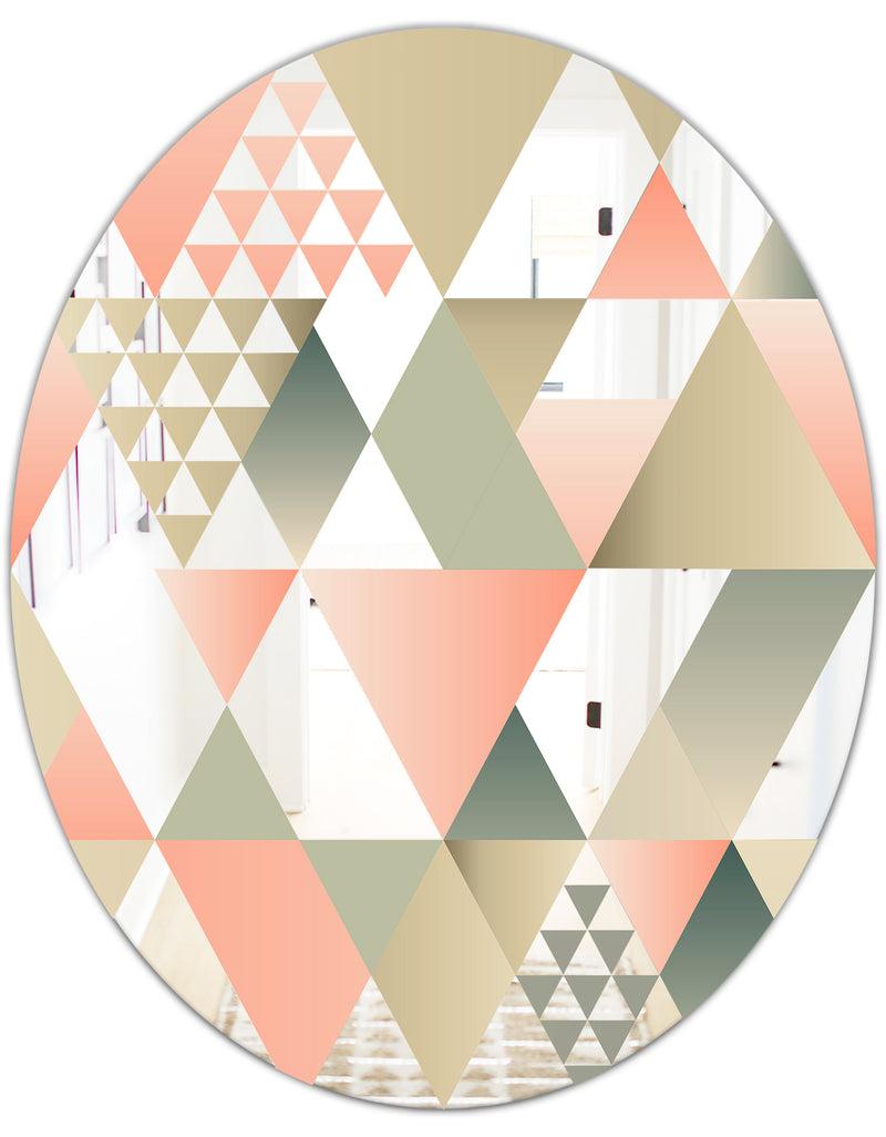 DesignQ Tropical Mood Pink 1 - Mid-Century Mirror - Oval Or Round Wall Mirror