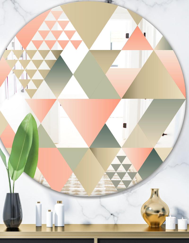 DesignQ Tropical Mood Pink 1 - Mid-Century Mirror - Oval or Round Wall Mirror