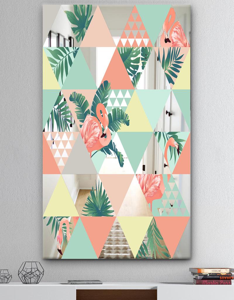 DesignQ Tropical Mood Pink 2 - Mid-Century Mirror - Tropical Wall Mirror