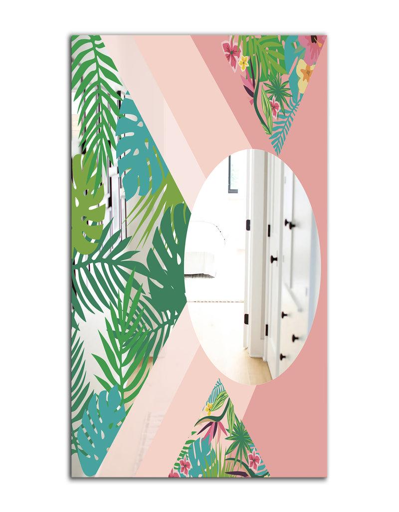 DesignQ Tropical Mood Pink 3 - Tropical Mirror - Decorative Modern Wall Mirror