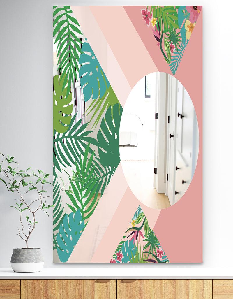 DesignQ Tropical Mood Pink 3 - Tropical Mirror - Decorative Modern Wall Mirror