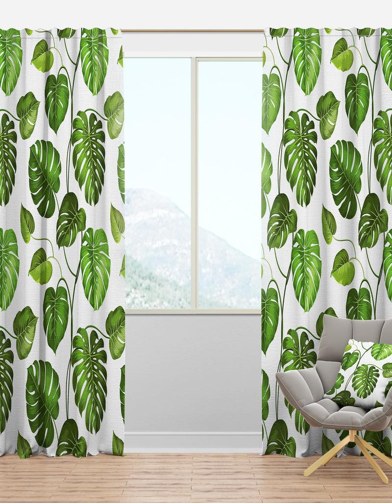 DesignQ Tropical Palm Leaves II - Mid-Century Modern Curtain Panels