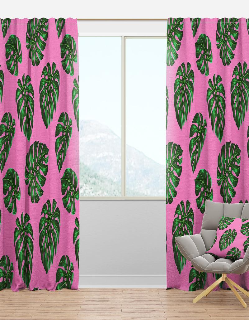 DesignQ Tropical Palm Leaves III - Mid-Century Modern Curtain Panels