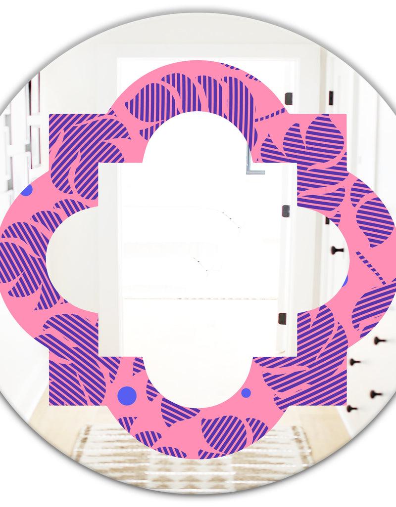 DesignQ Tropical Palm Leaves IV - Modern Round Or Oval Wall Mirror - Quatrefoil