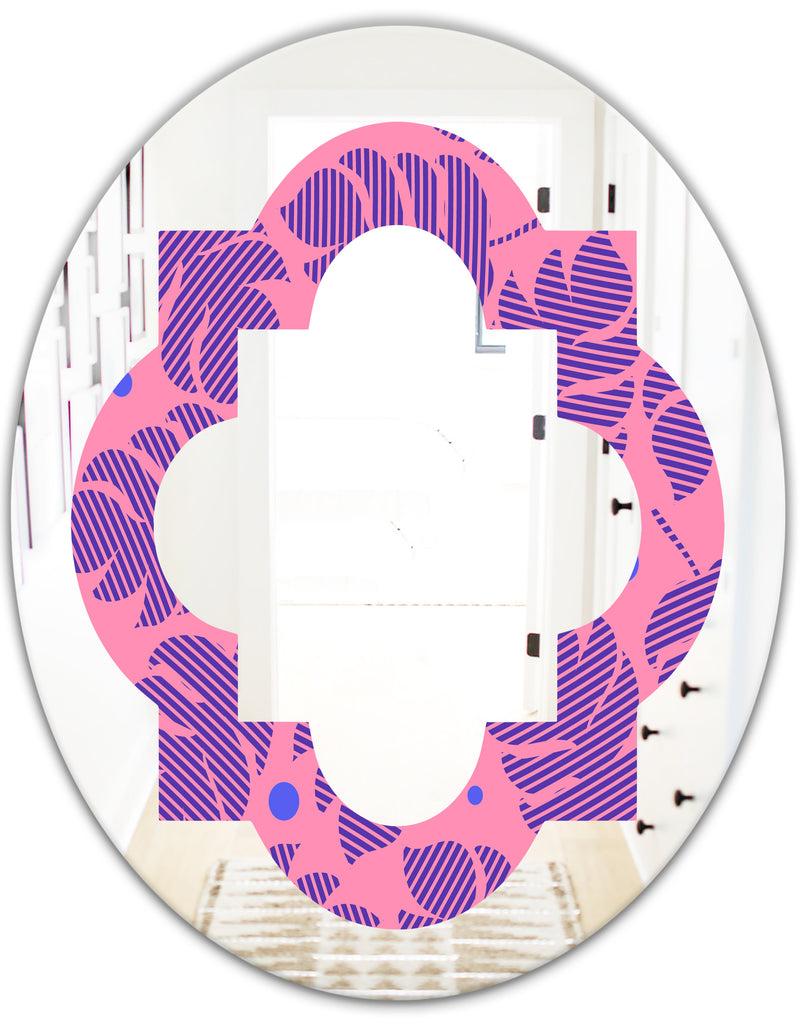 DesignQ Tropical Palm Leaves IV - Modern Round Or Oval Wall Mirror - Quatrefoil