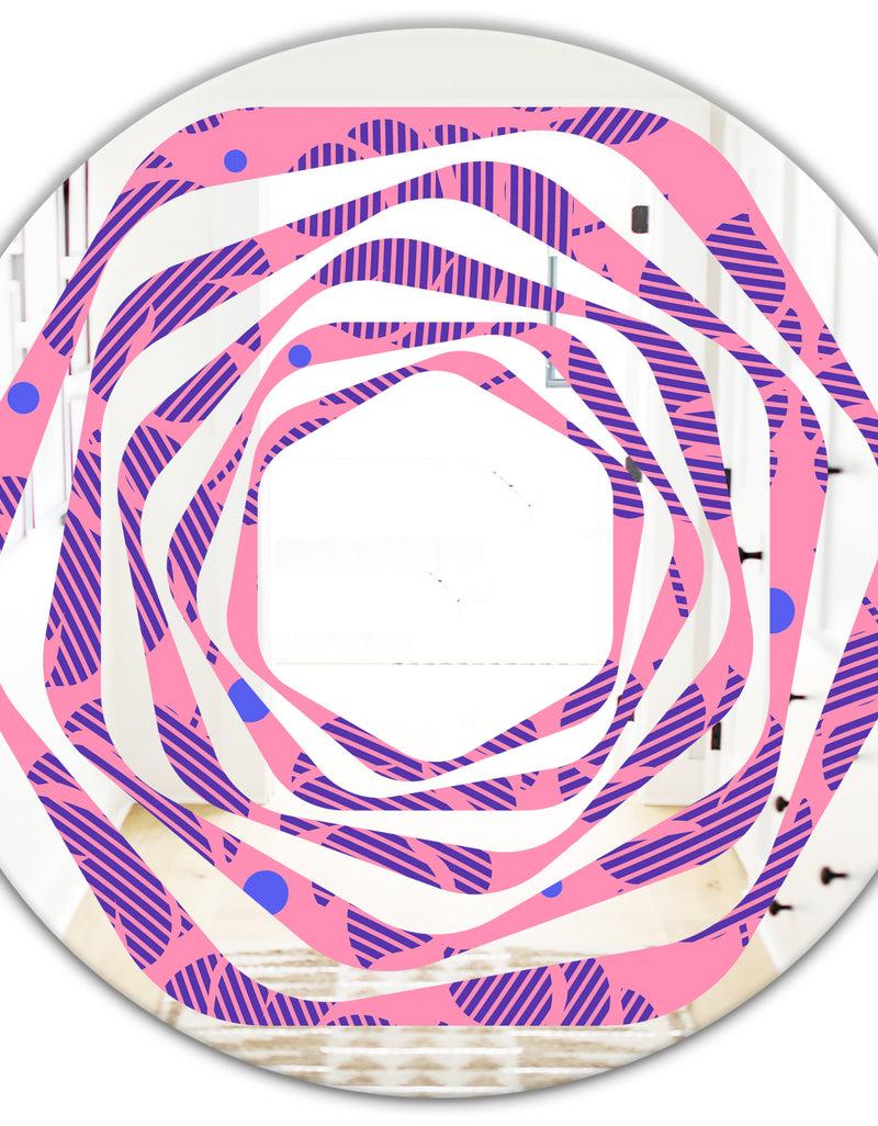 DesignQ Tropical Palm Leaves IV - Modern Round Or Oval Wall Mirror - Whirl