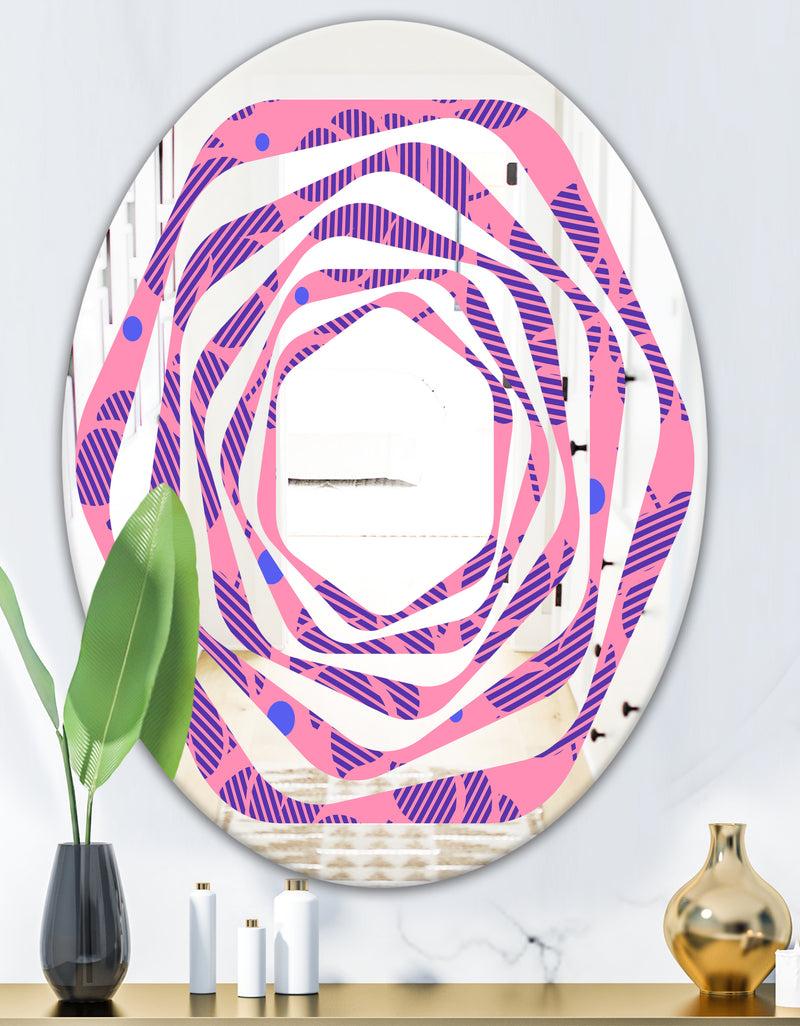 DesignQ Tropical Palm Leaves IV - Modern Round Or Oval Wall Mirror - Whirl