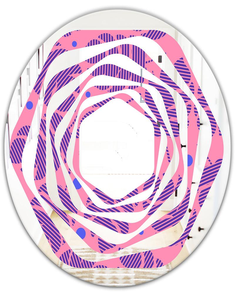 DesignQ Tropical Palm Leaves IV - Modern Round Or Oval Wall Mirror - Whirl