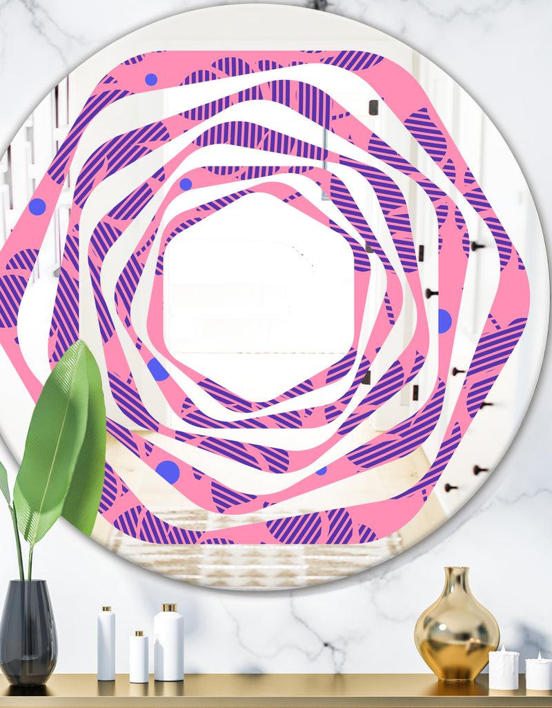 DesignQ Tropical Palm Leaves IV - Modern Round or Oval Wall Mirror - Whirl