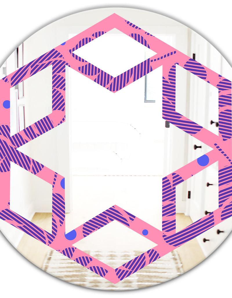 DesignQ Tropical Palm Leaves IV - Modern Round Or Oval Wall Mirror - Hexagon Star