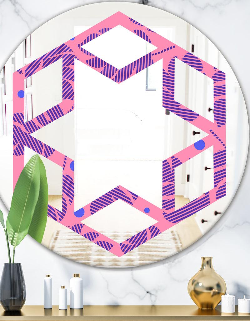 DesignQ Tropical Palm Leaves IV - Modern Round or Oval Wall Mirror - Hexagon Star