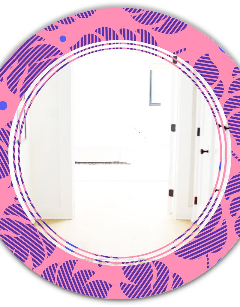 DesignQ Tropical Palm Leaves IV - Modern Round Or Oval Wall Mirror - Triple C