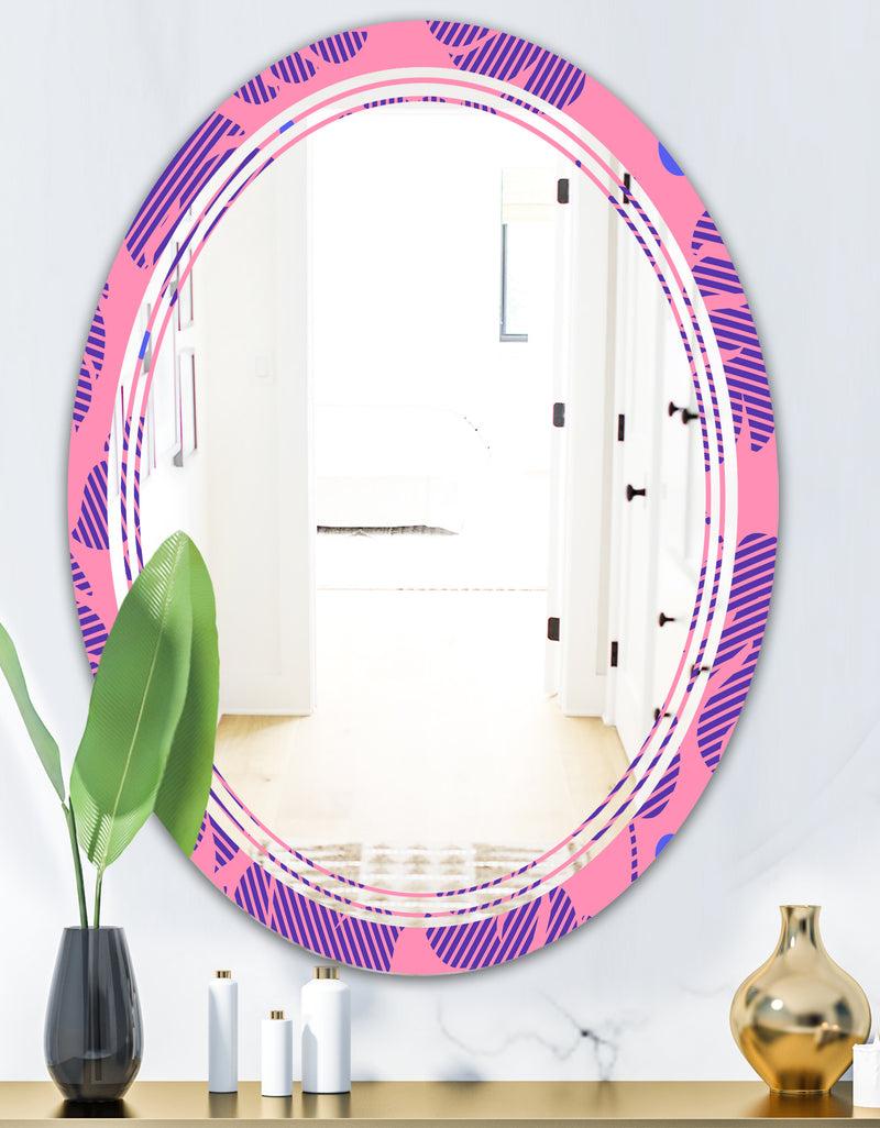 DesignQ Tropical Palm Leaves IV - Modern Round Or Oval Wall Mirror - Triple C