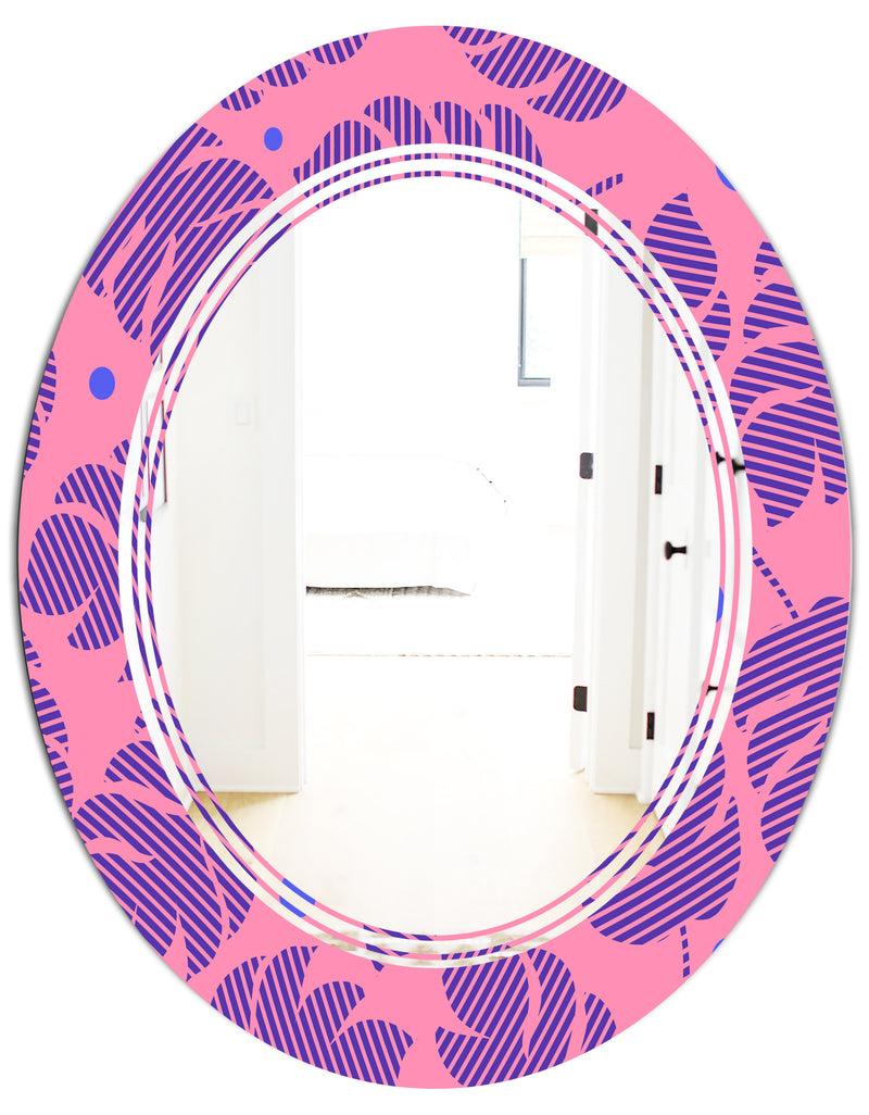 DesignQ Tropical Palm Leaves IV - Modern Round Or Oval Wall Mirror - Triple C