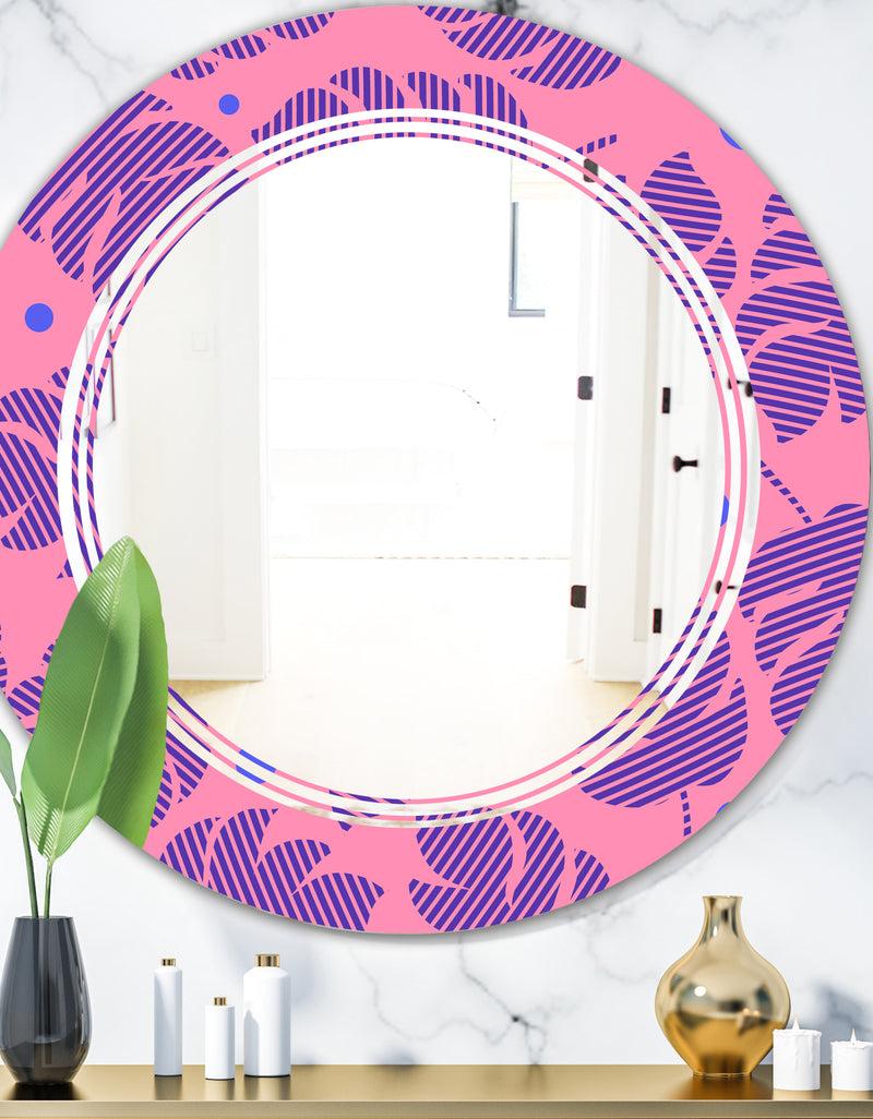 DesignQ Tropical Palm Leaves IV - Modern Round or Oval Wall Mirror - Triple C