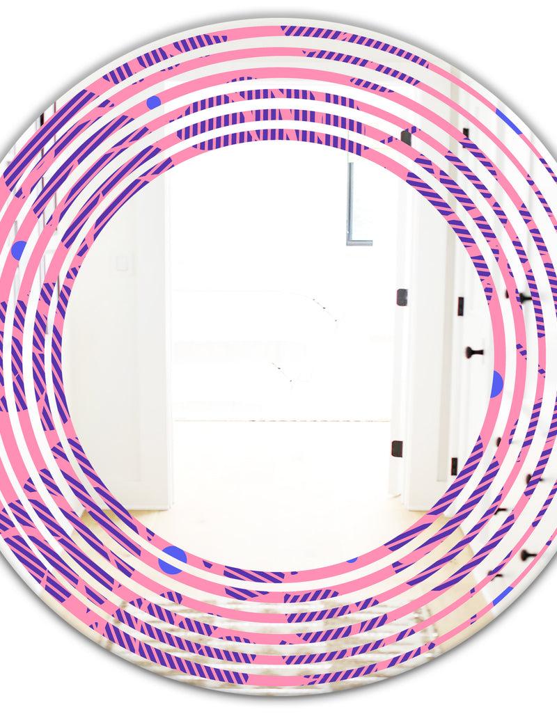 DesignQ Tropical Palm Leaves IV - Modern Round Or Oval Wall Mirror - Wave