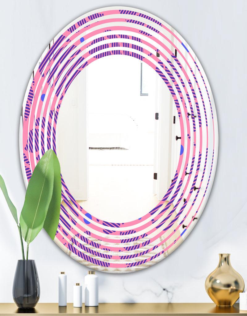 DesignQ Tropical Palm Leaves IV - Modern Round Or Oval Wall Mirror - Wave