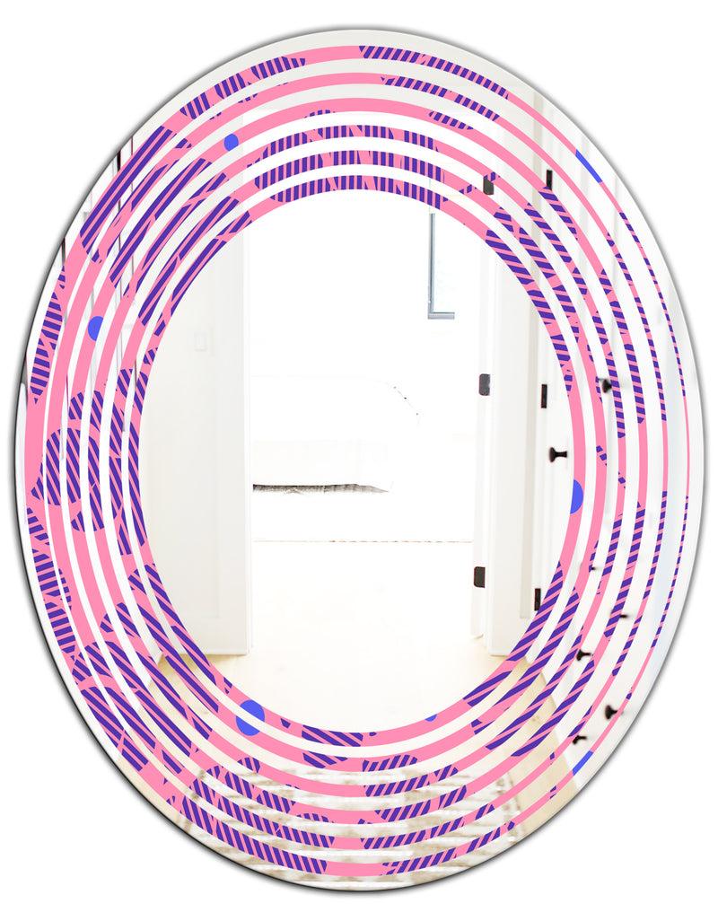 DesignQ Tropical Palm Leaves IV - Modern Round Or Oval Wall Mirror - Wave