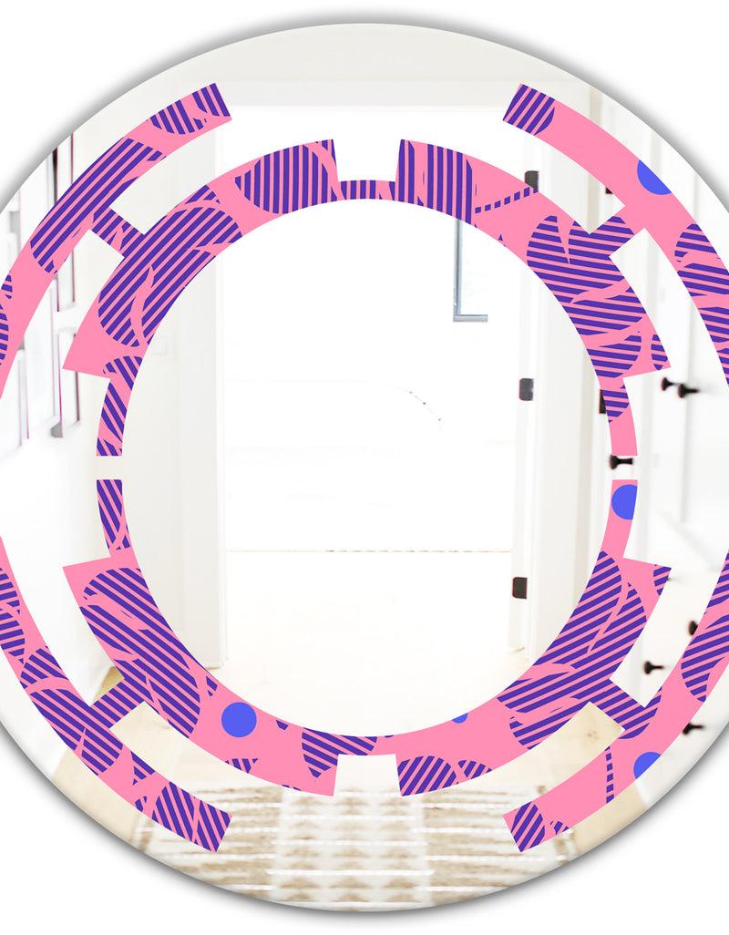 DesignQ Tropical Palm Leaves IV - Modern Round Or Oval Wall Mirror - Space