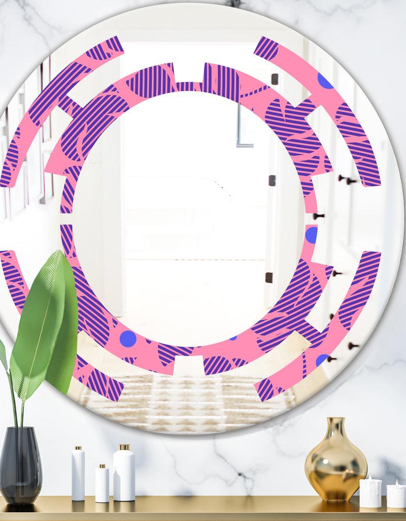 DesignQ Tropical Palm Leaves IV - Modern Round or Oval Wall Mirror - Space
