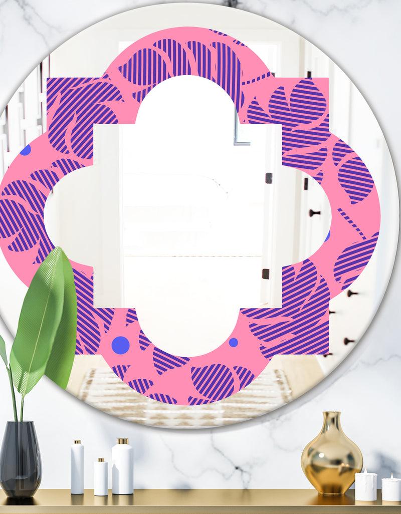 DesignQ Tropical Palm Leaves IV - Modern Round or Oval Wall Mirror - Quatrefoil