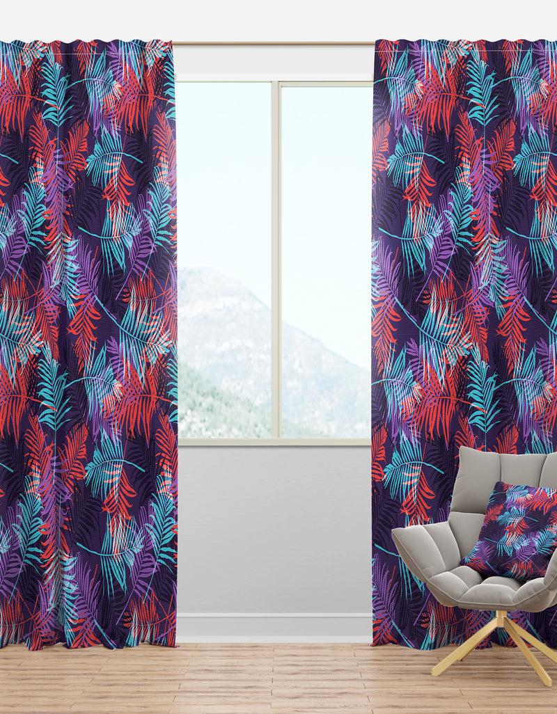 DesignQ Tropical Palm Leaves Pattern - Tropical Curtain Panels