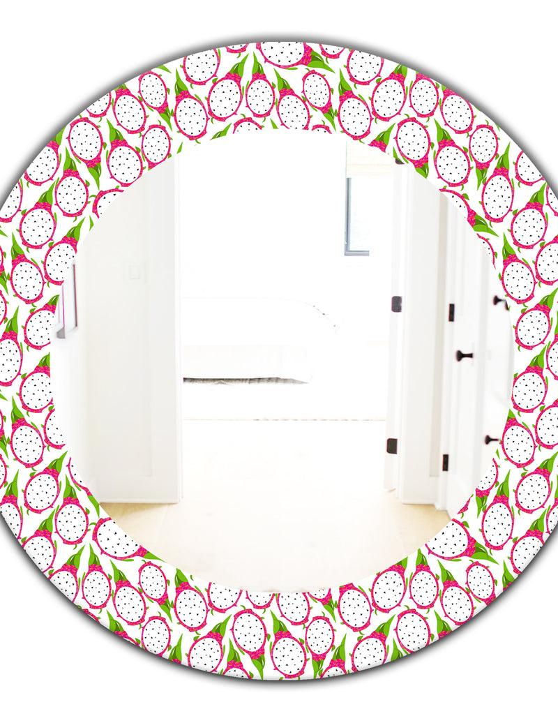 DesignQ Tropical Pattern I - Bohemian And Eclectic Mirror - Oval Or Round Wall Mirror
