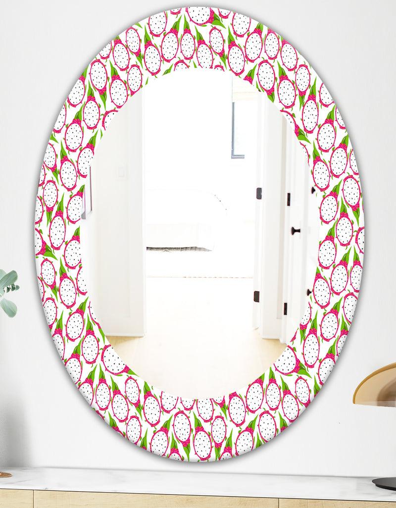 DesignQ Tropical Pattern I - Bohemian And Eclectic Mirror - Oval Or Round Wall Mirror