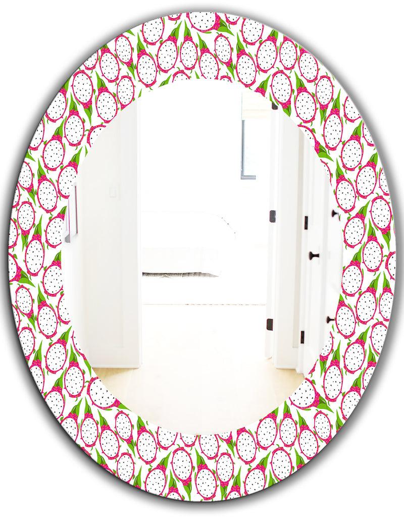 DesignQ Tropical Pattern I - Bohemian And Eclectic Mirror - Oval Or Round Wall Mirror