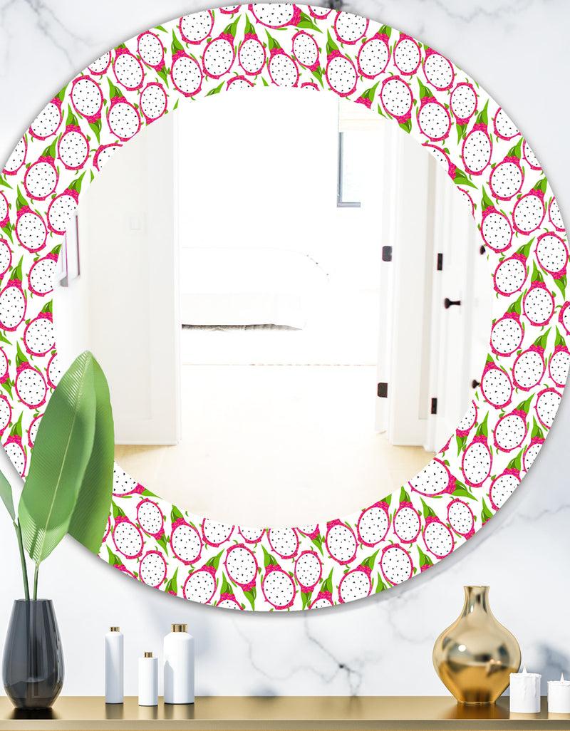 DesignQ Tropical Pattern I - Bohemian and Eclectic Mirror - Oval or Round Wall Mirror