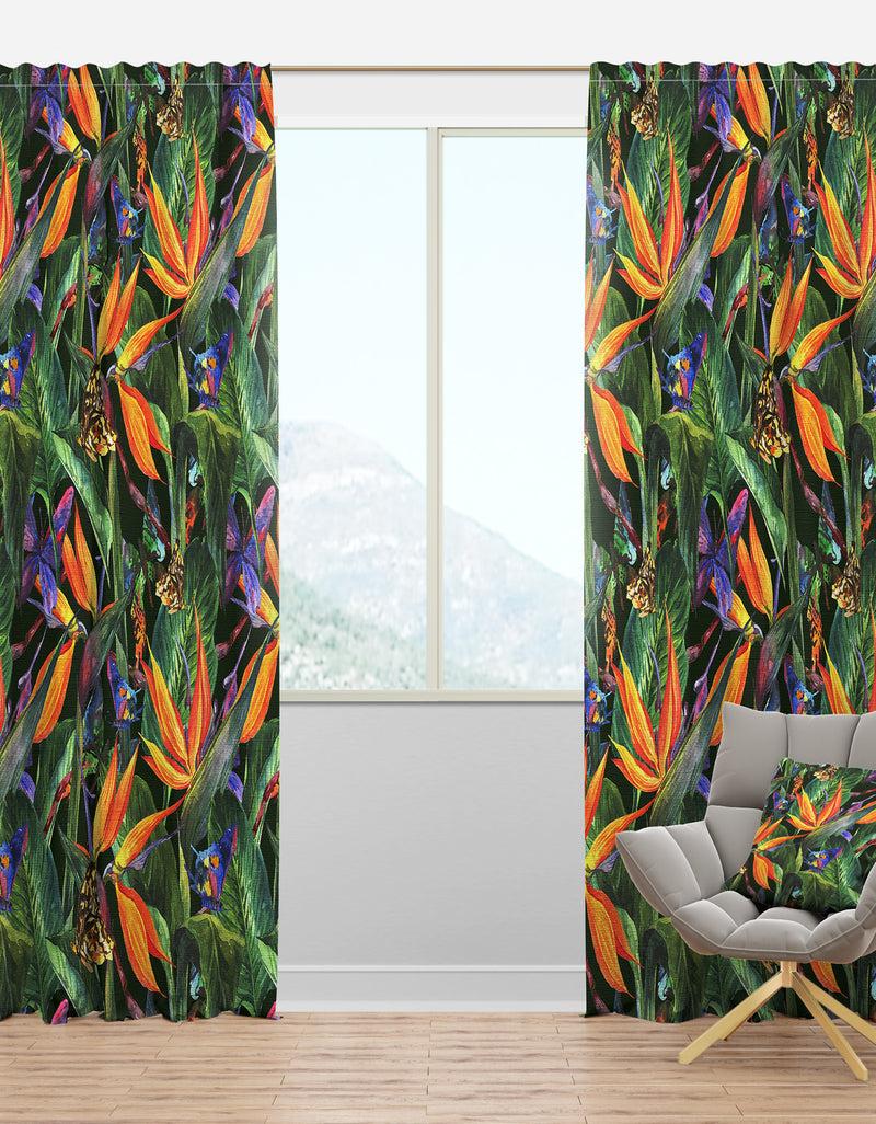 DesignQ Tropical Pattern with Exotic Flowers - Tropical Curtain Panels