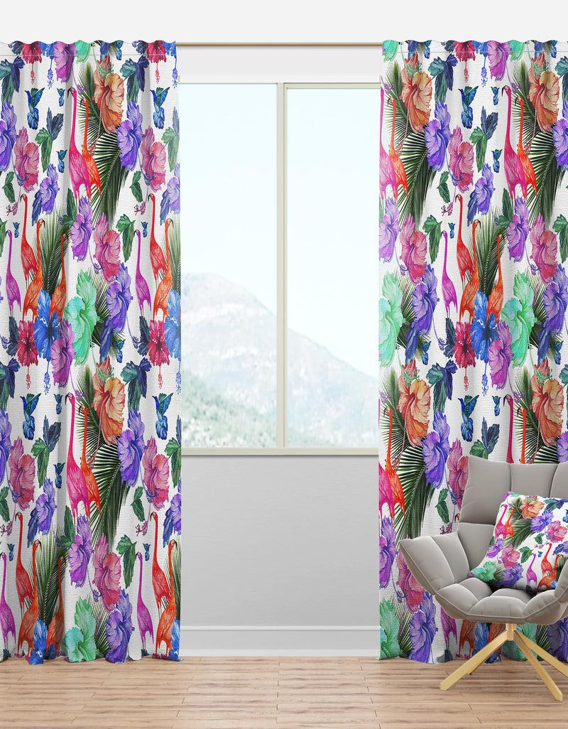 DesignQ Tropical Pattern with Flamingos - Tropical Curtain Panels
