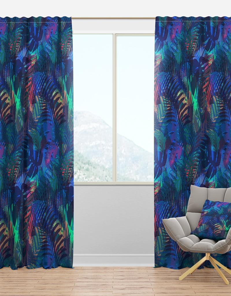 DesignQ Tropical Pattern with Palm Leaves - Modern & Contemporary Curtain Panels