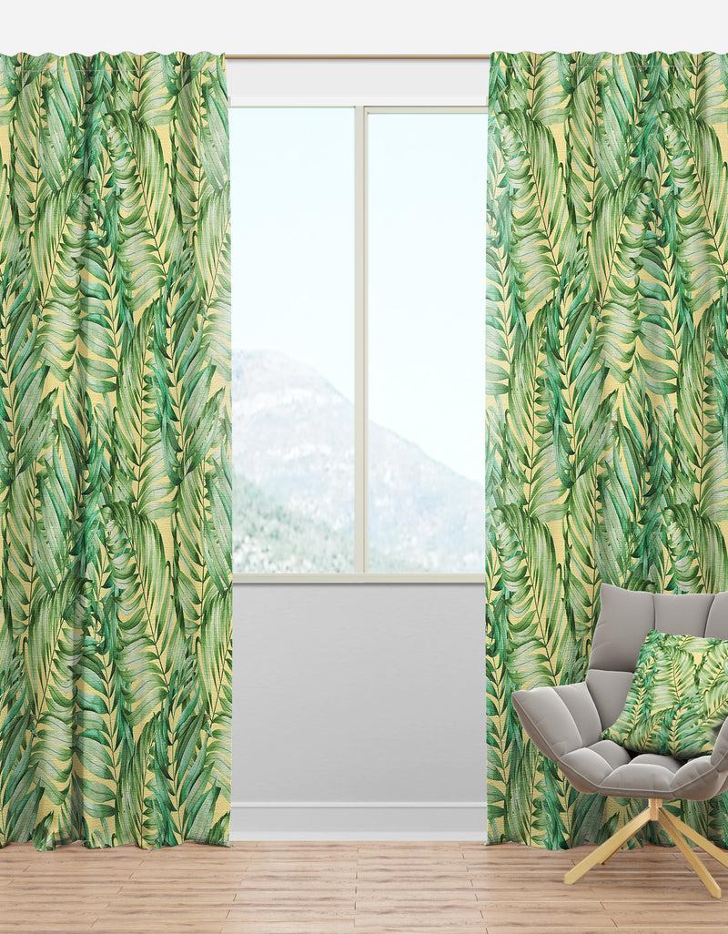 DesignQ Tropical Retro Foliage - Mid-Century Modern Curtain Panels