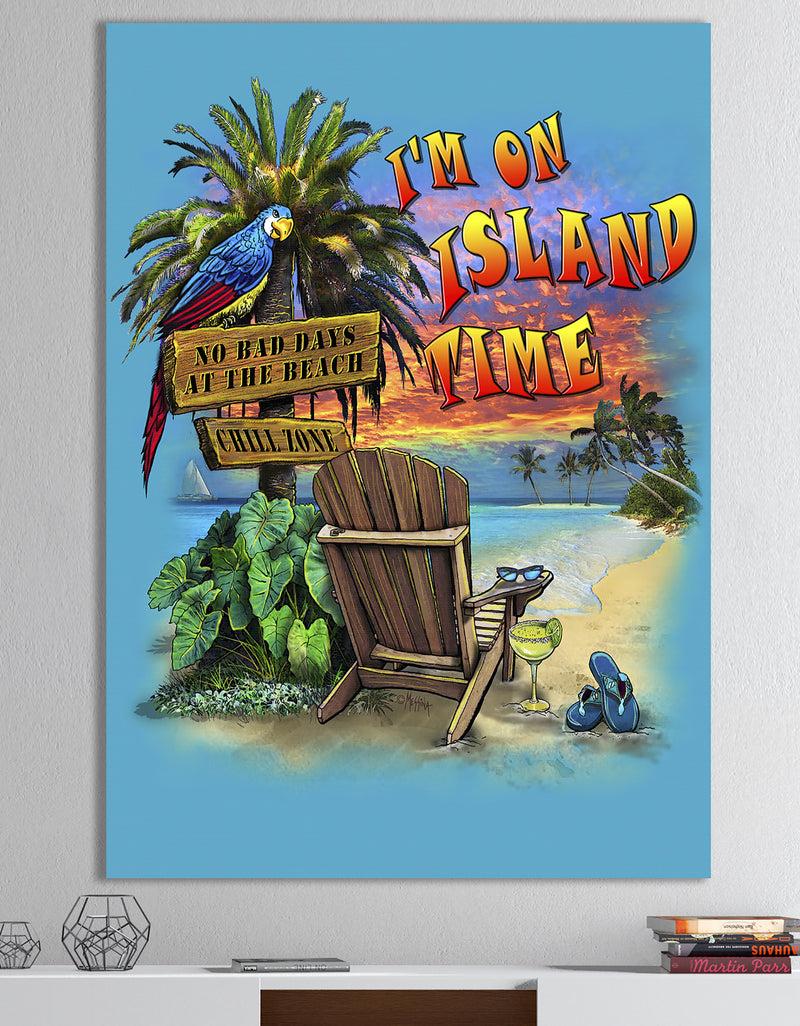 DesignQ Tropical Vibes Island Time - Cottage Canvas Wall Art