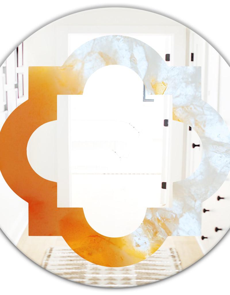 DesignQ True Yellow Stone - Modern Round Or Oval Wall Mirror - Quatrefoil