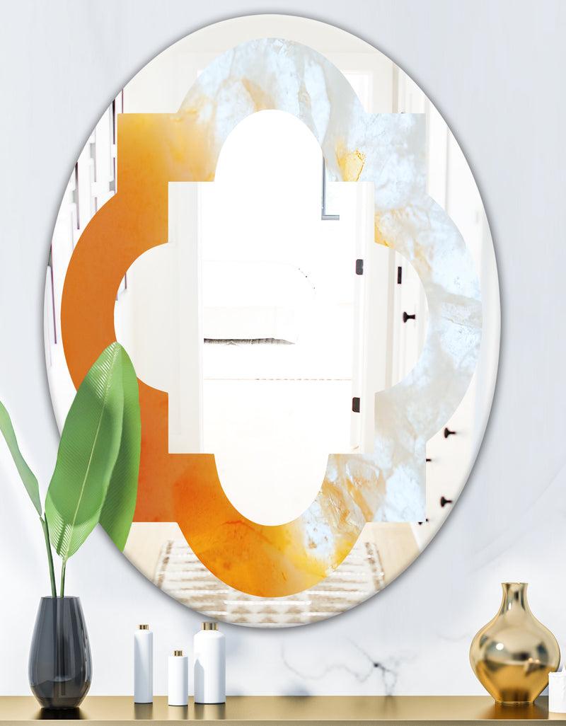 DesignQ True Yellow Stone - Modern Round Or Oval Wall Mirror - Quatrefoil