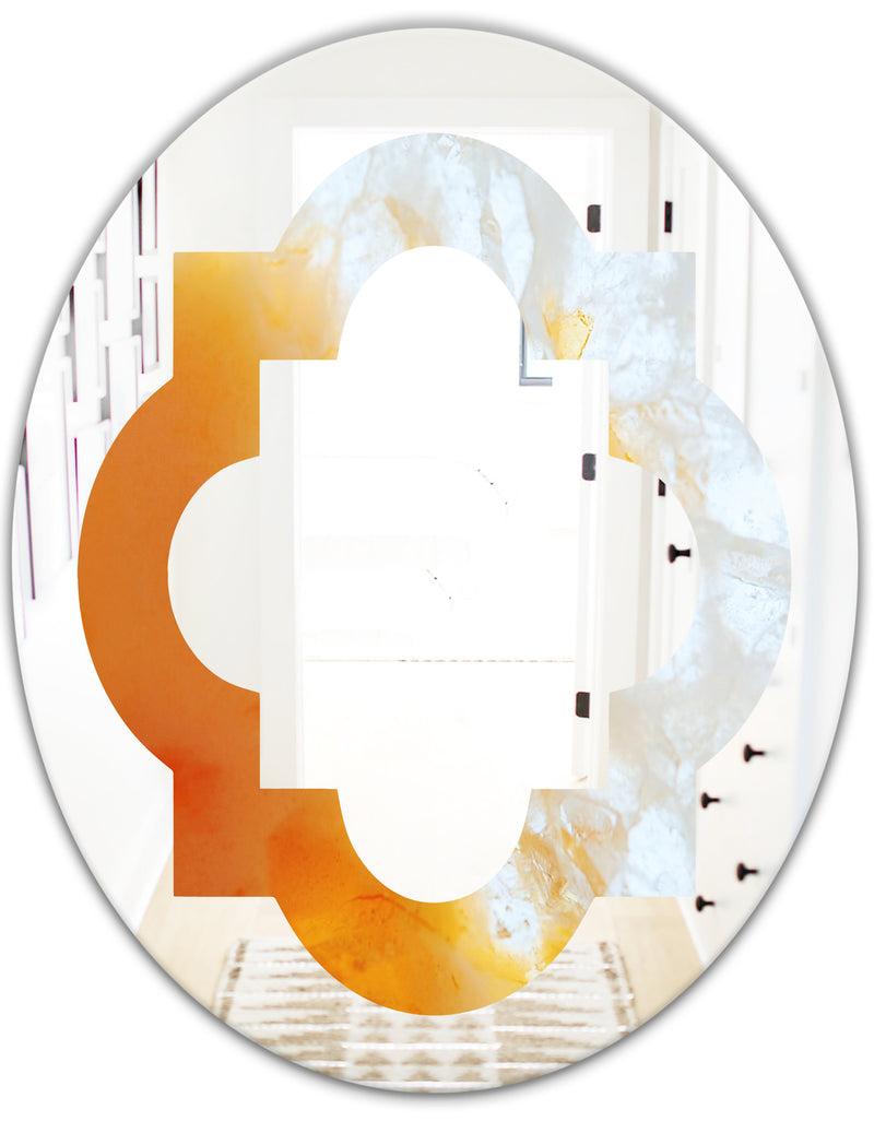 DesignQ True Yellow Stone - Modern Round Or Oval Wall Mirror - Quatrefoil