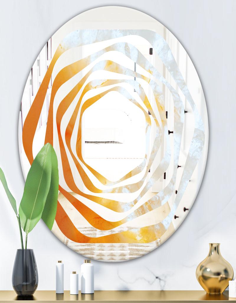 DesignQ True Yellow Stone - Modern Round Or Oval Wall Mirror - Whirl