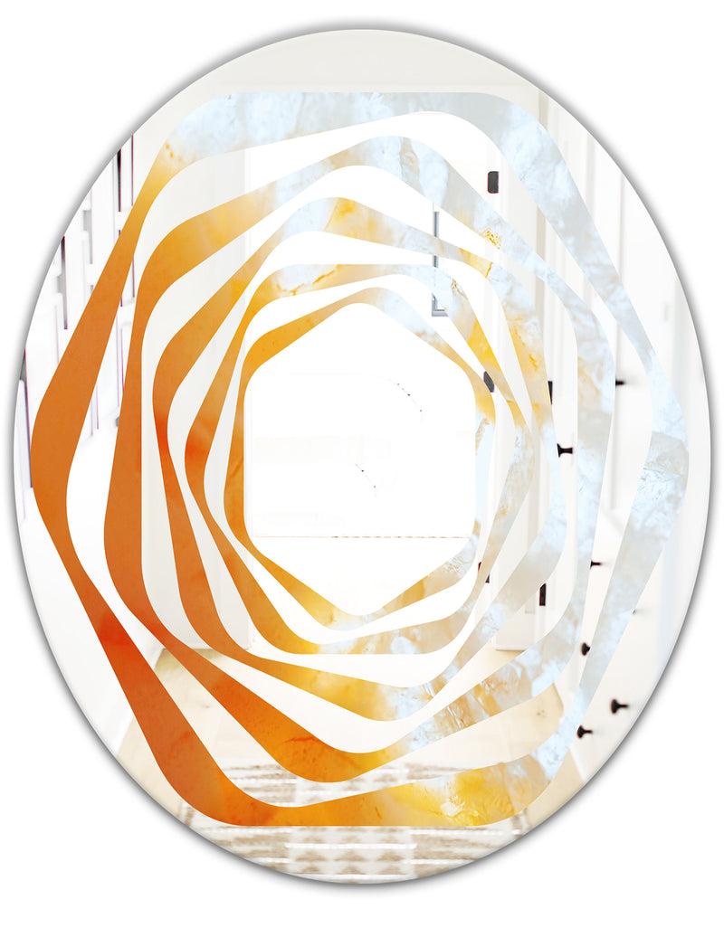DesignQ True Yellow Stone - Modern Round Or Oval Wall Mirror - Whirl
