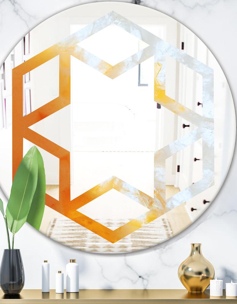 DesignQ True Yellow Stone - Modern Round or Oval Wall Mirror - Hexagon Star