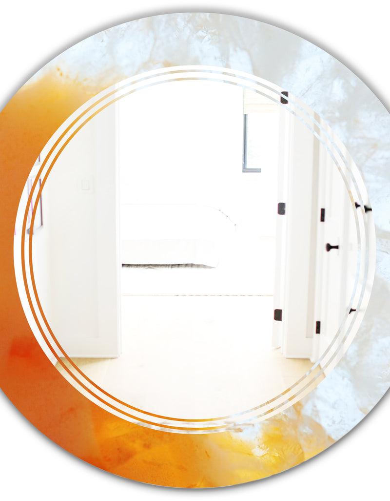 DesignQ True Yellow Stone - Modern Round Or Oval Wall Mirror - Triple C