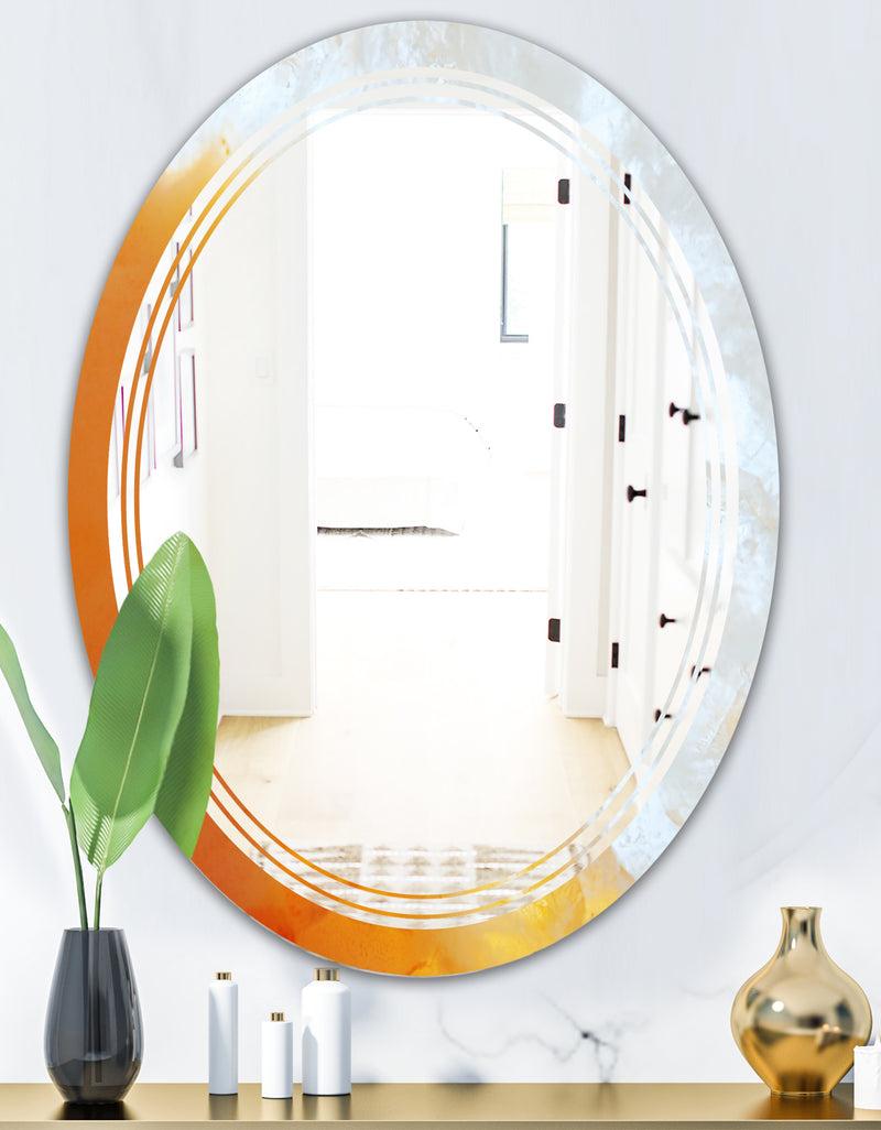 DesignQ True Yellow Stone - Modern Round Or Oval Wall Mirror - Triple C