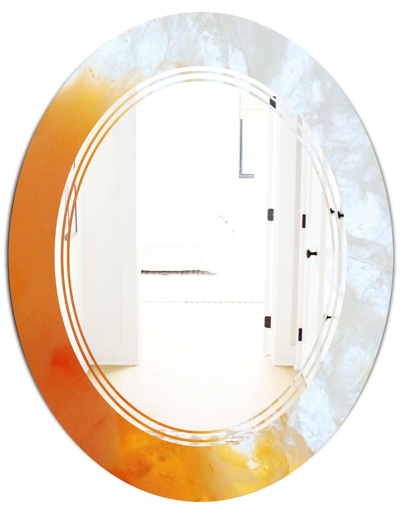 DesignQ True Yellow Stone - Modern Round Or Oval Wall Mirror - Triple C